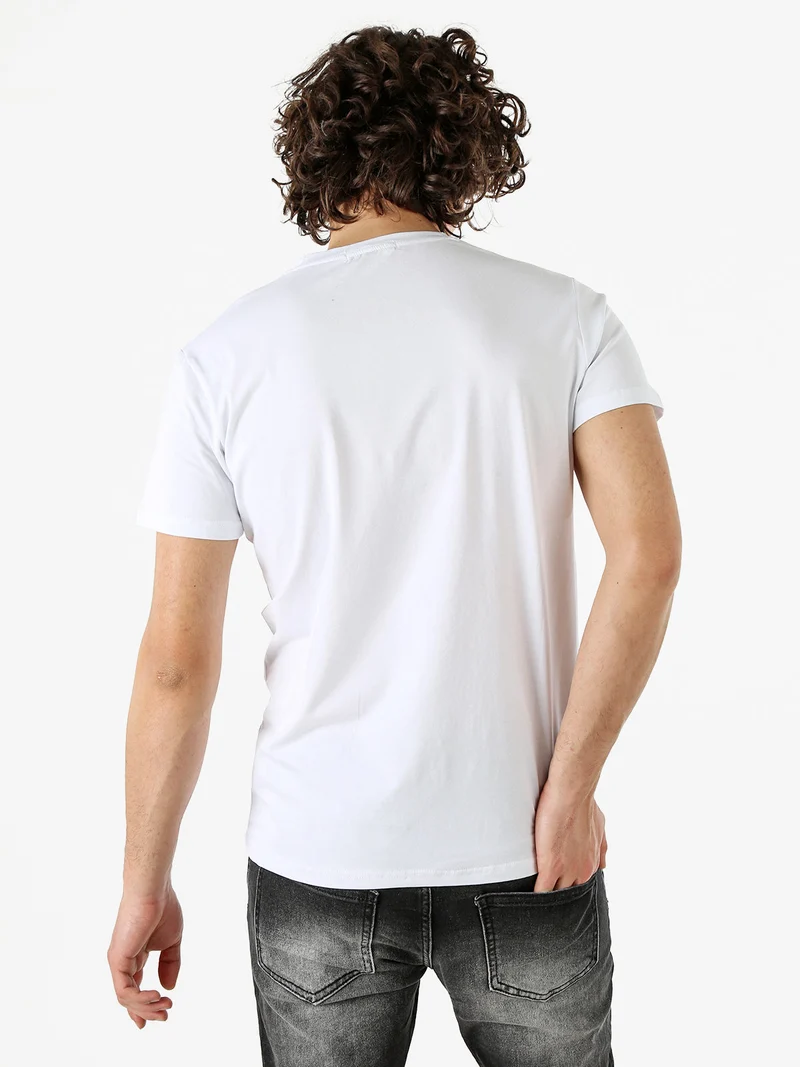 T-shirt da uomo in cotone con stampa - bianco