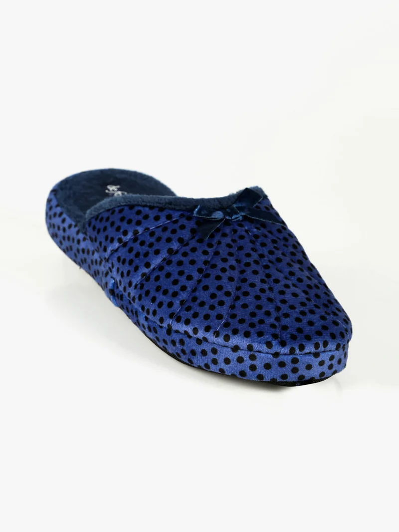 Pantofole donna scmosciate a pois - blu
