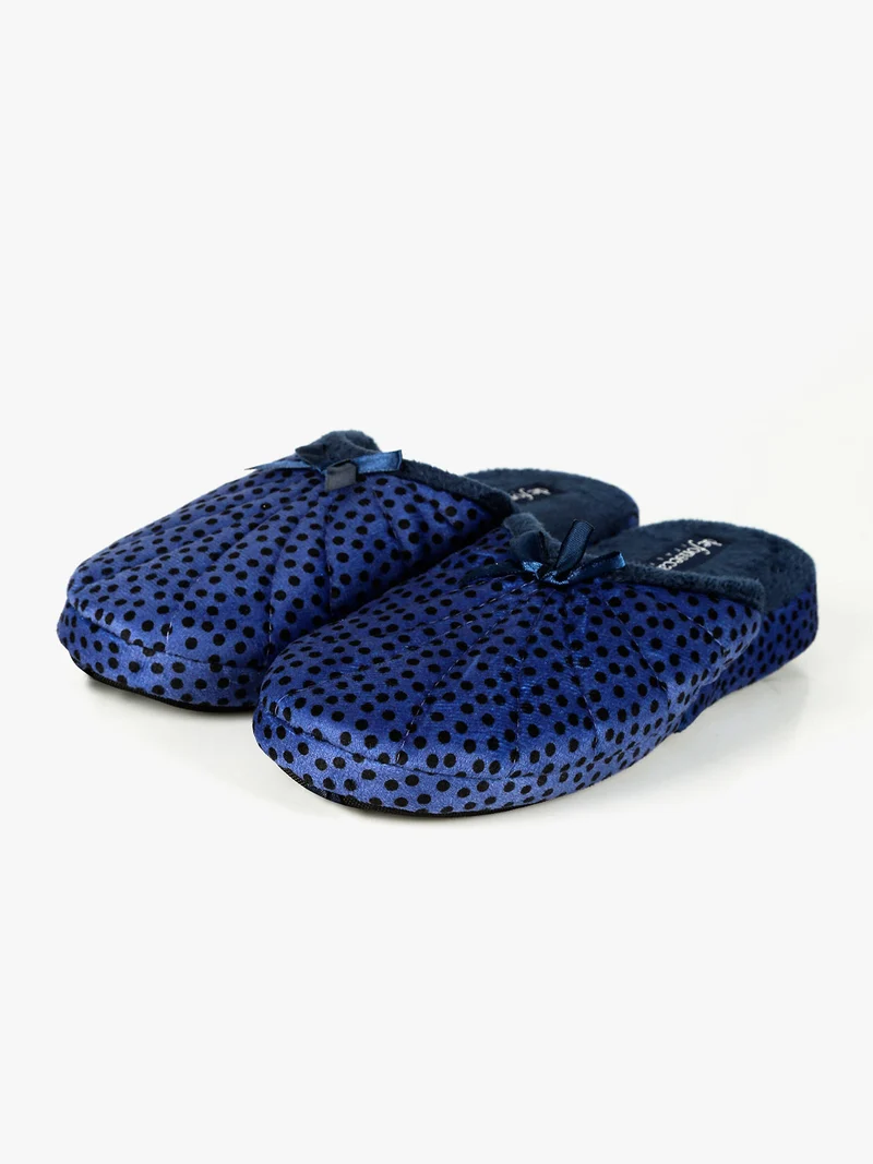 Pantofole donna scmosciate a pois - blu
