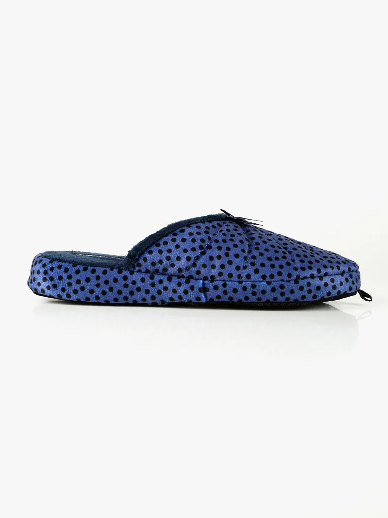 Pantofole donna scmosciate a pois - blu