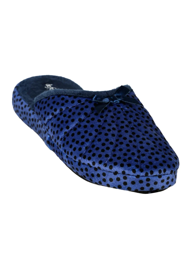 Pantofole donna scmosciate a pois - blu