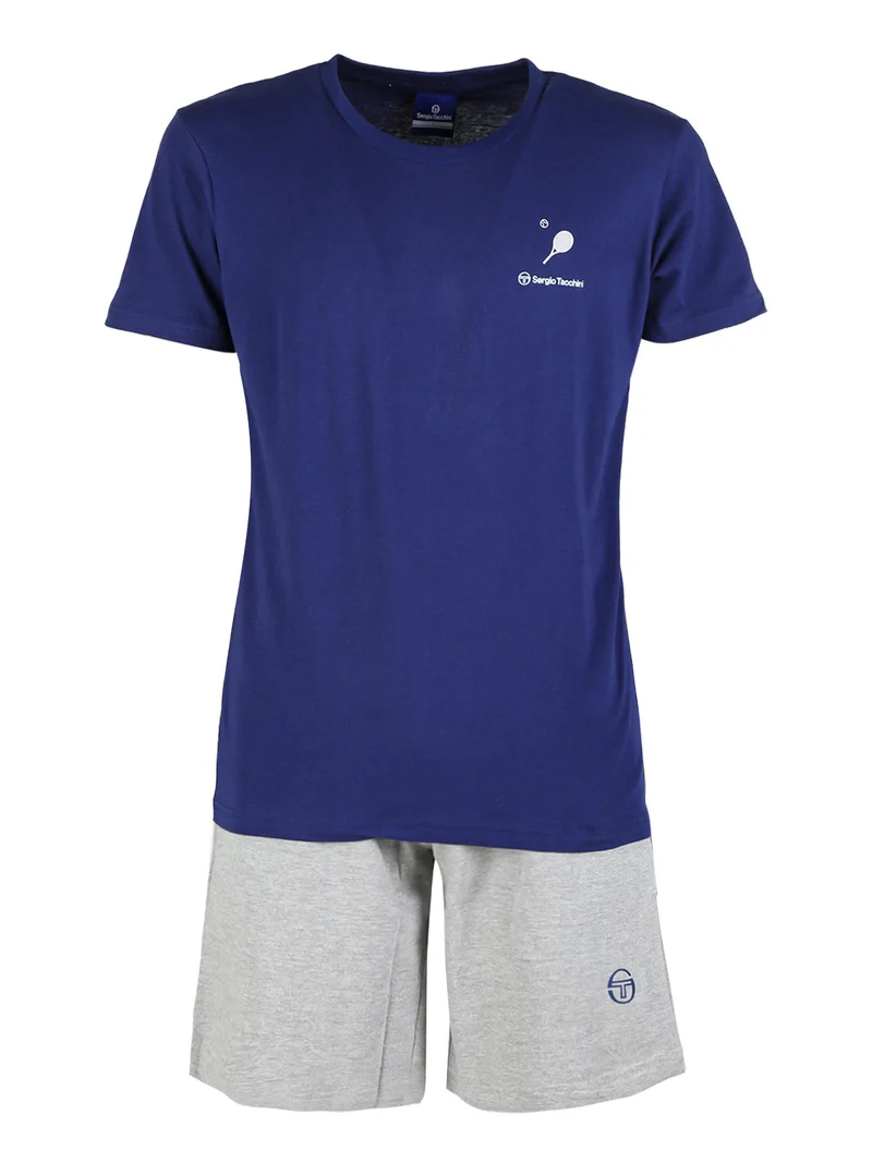 Pigiama corto da uomo in cotone - blu scuro