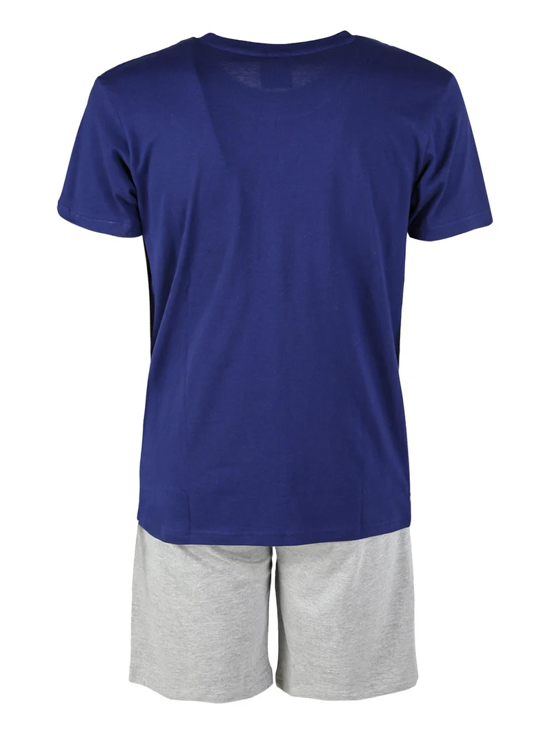Pigiama corto da uomo in cotone - blu scuro