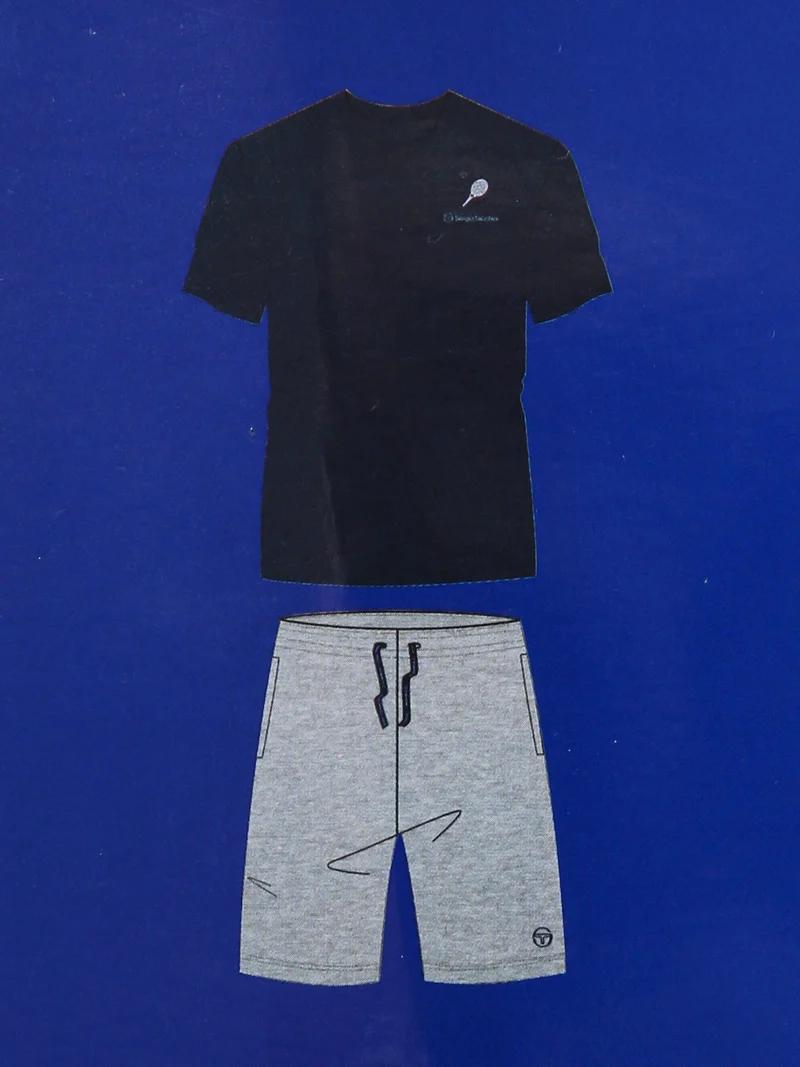 Pigiama corto da uomo in cotone - blu scuro