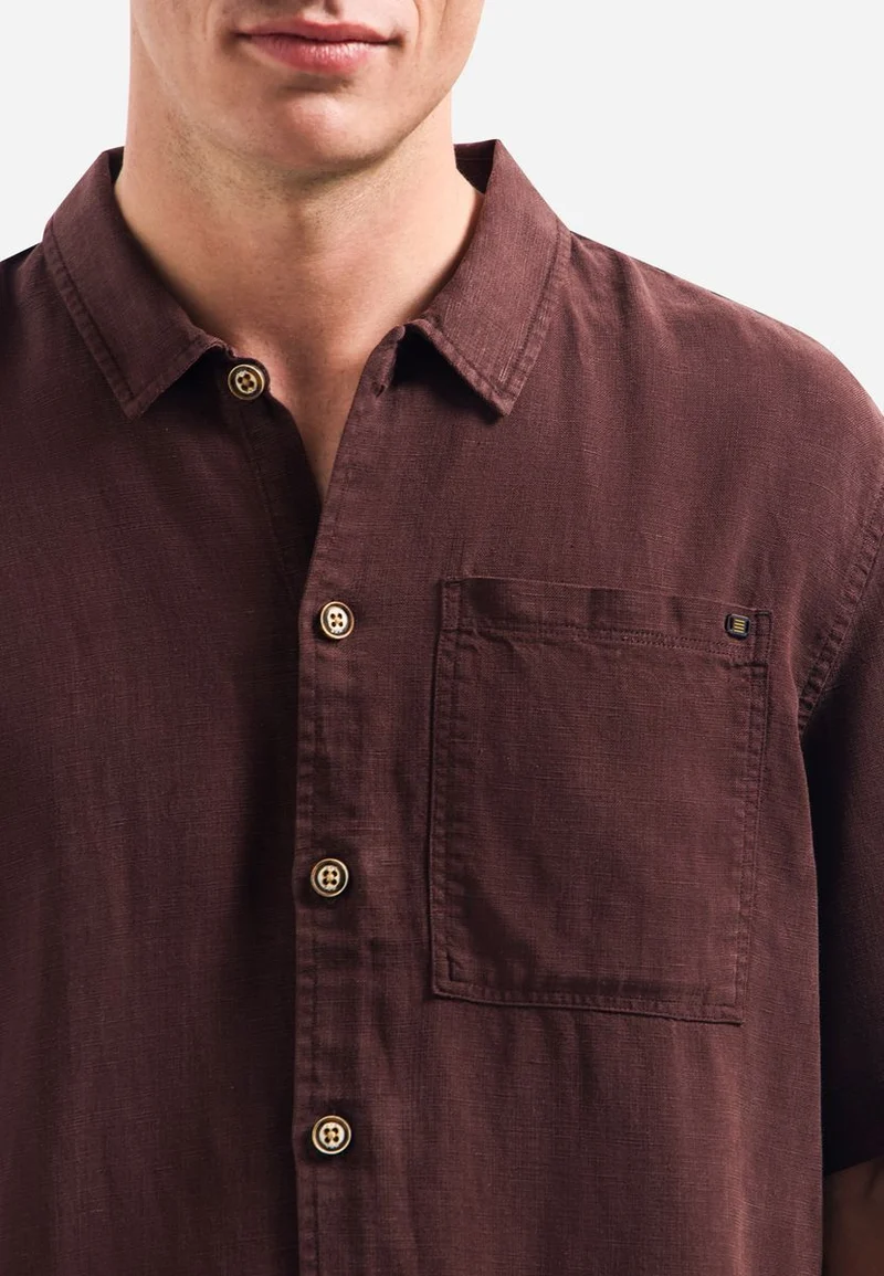 Shirt Short Sleeve With Linen, Garment Dyed