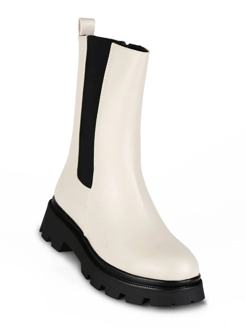 Stivaletti donna modello chelsea - panna