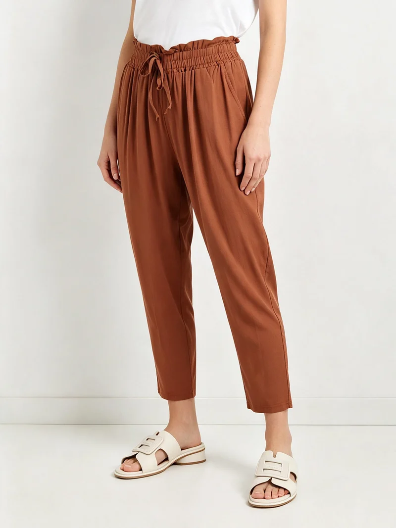 Pantaloni da donna estivi in cotone - marrone