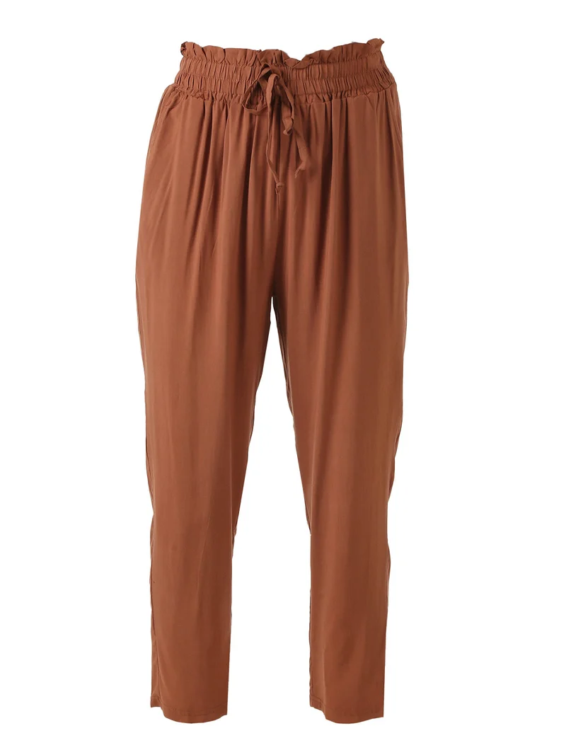 Pantaloni da donna estivi in cotone - marrone