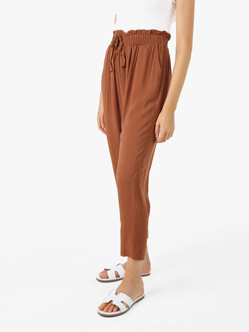 Pantaloni da donna estivi in cotone - marrone