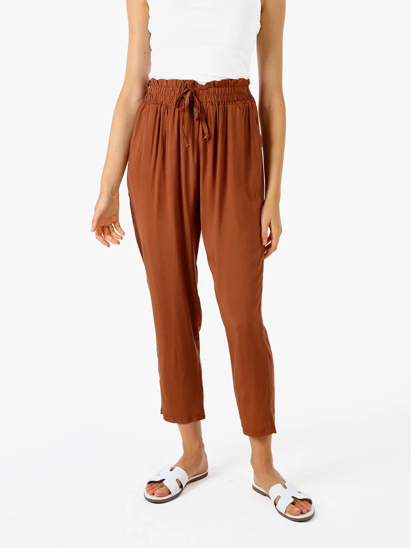 Pantaloni da donna estivi in cotone - marrone