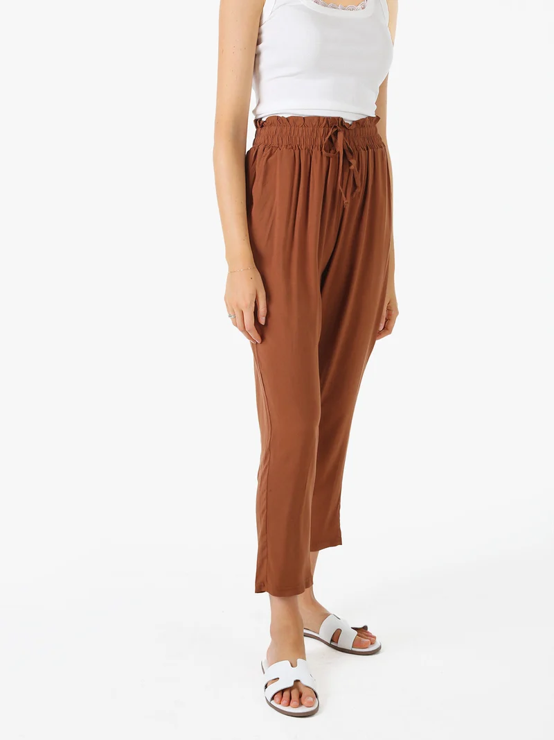 Pantaloni da donna estivi in cotone - marrone