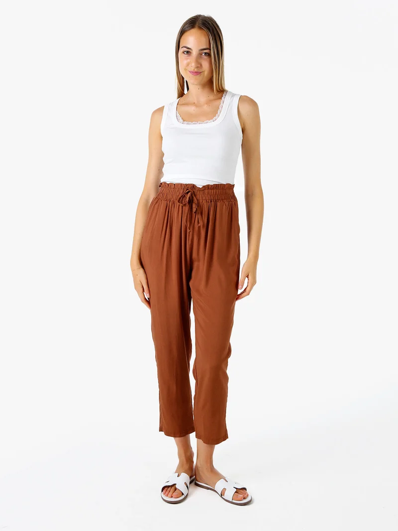 Pantaloni da donna estivi in cotone - marrone