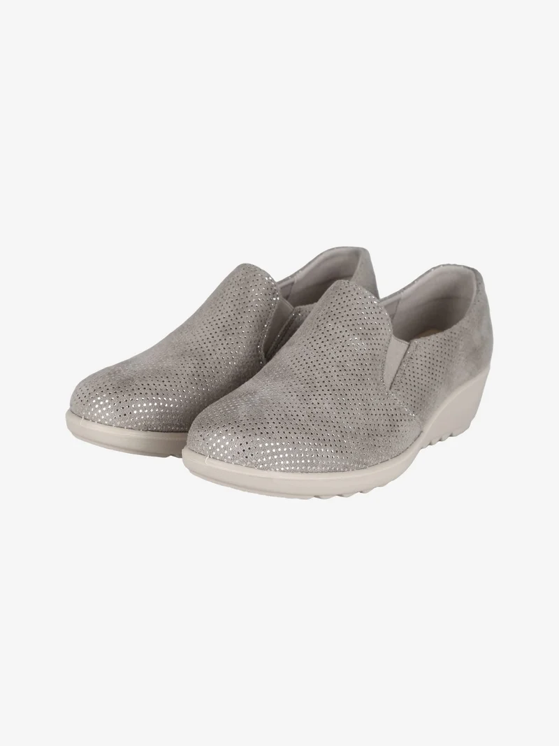 Mocassini donna con zeppa - grigio