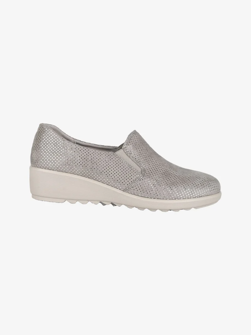 Mocassini donna con zeppa - grigio