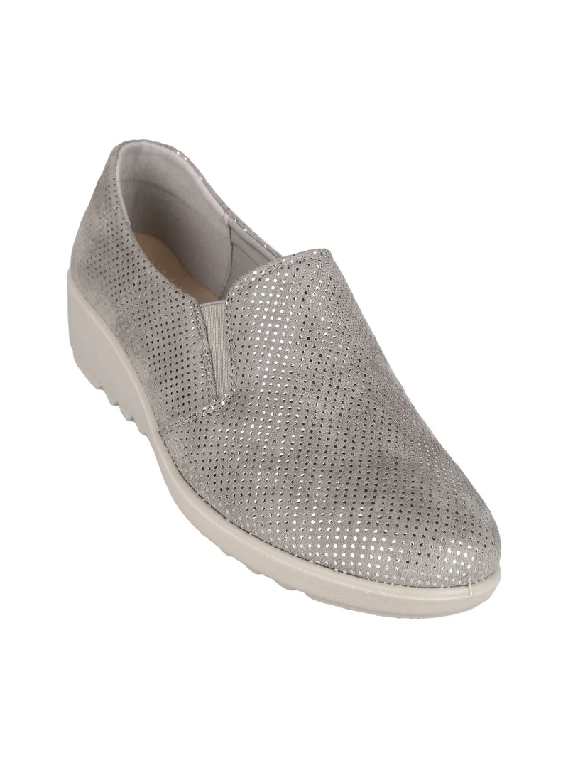 Mocassini donna con zeppa - grigio