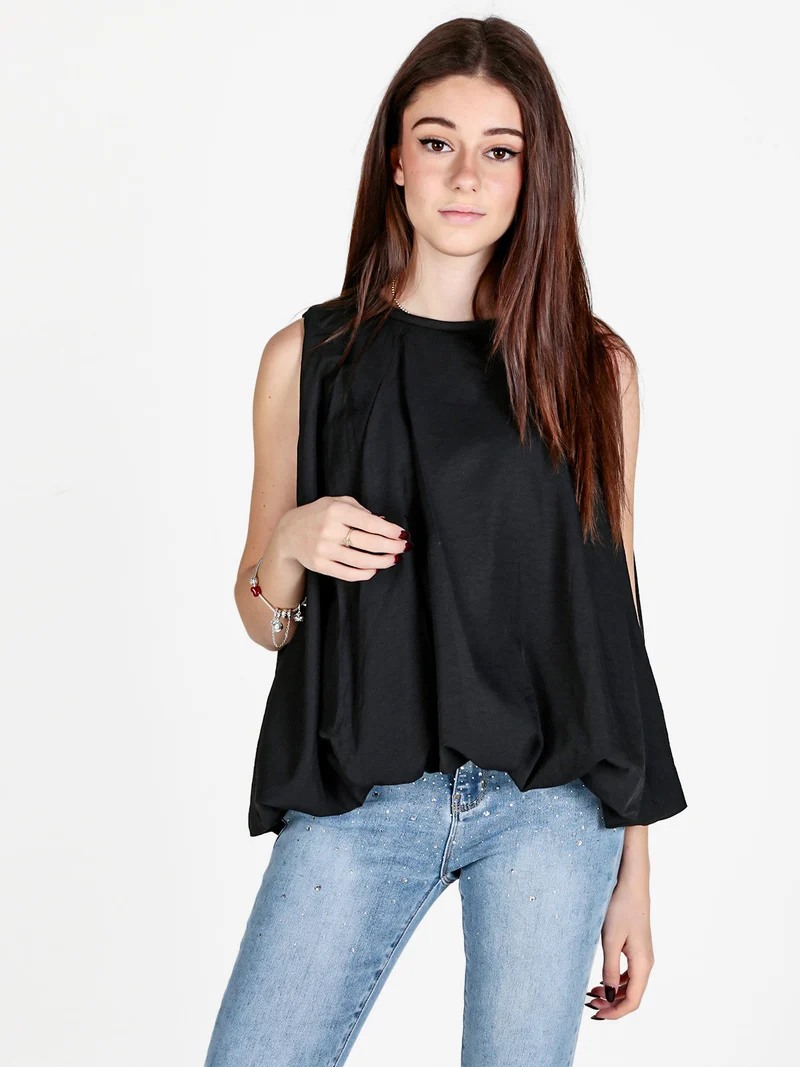 Top donna senza maniche a palloncino - nero