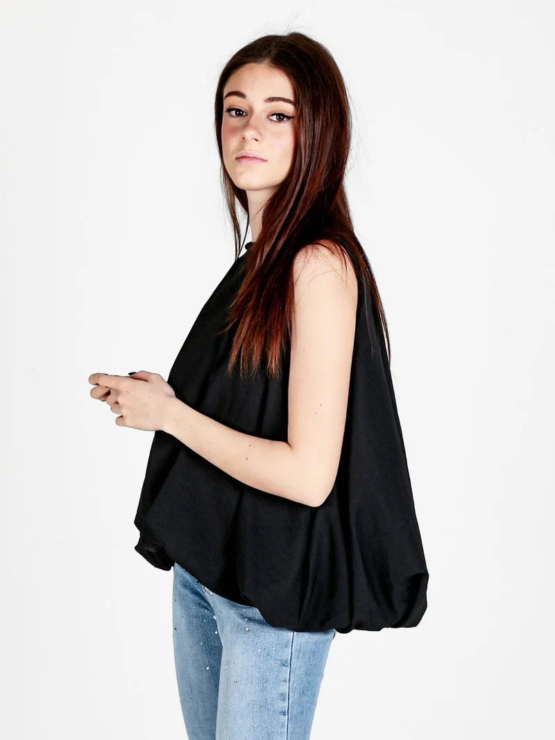 Top donna senza maniche a palloncino - nero