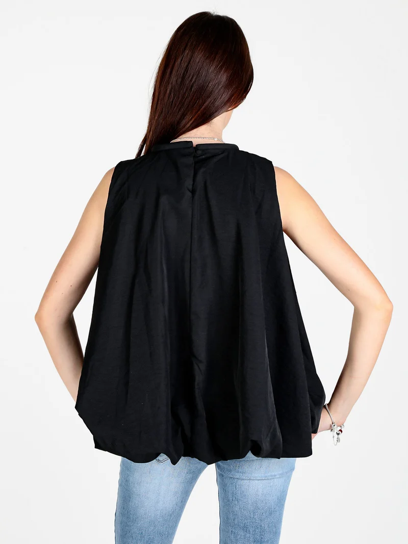 Top donna senza maniche a palloncino - nero