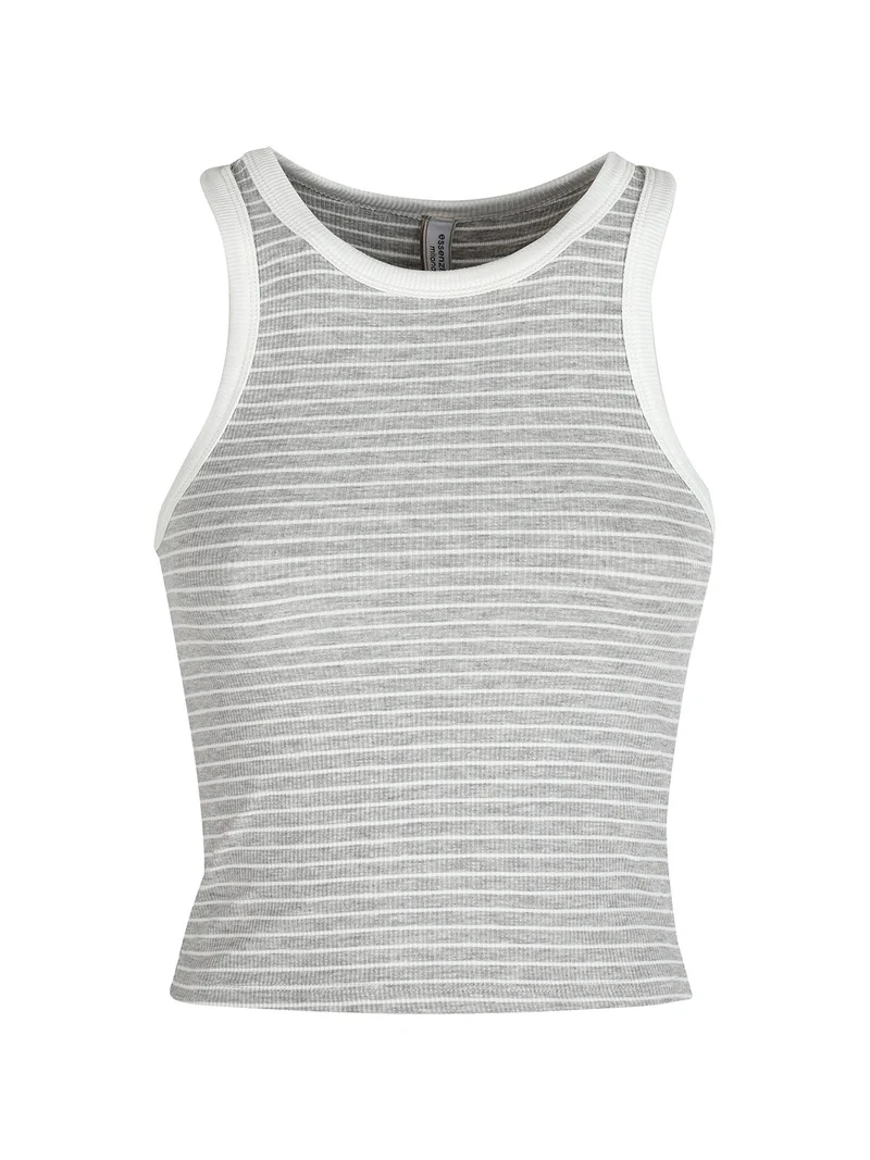 Top cropped donna a righe - grigio