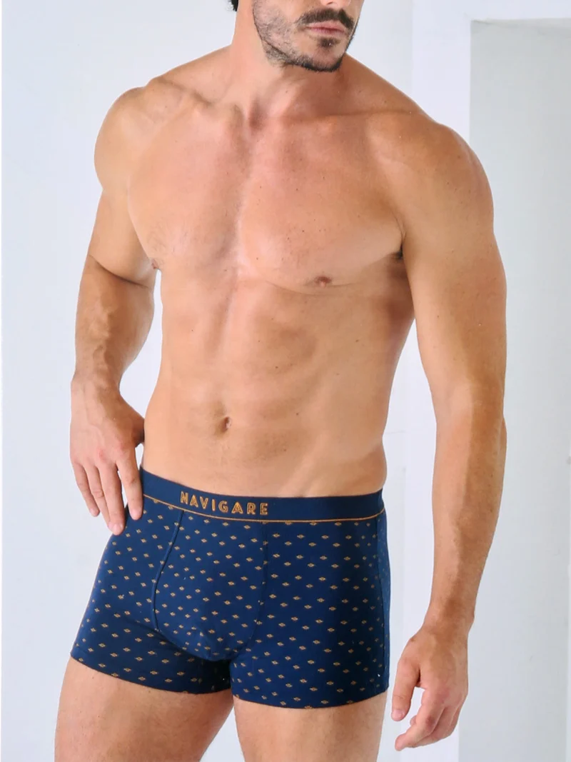 Boxer da uomo in cotone con stampe - blu scuro