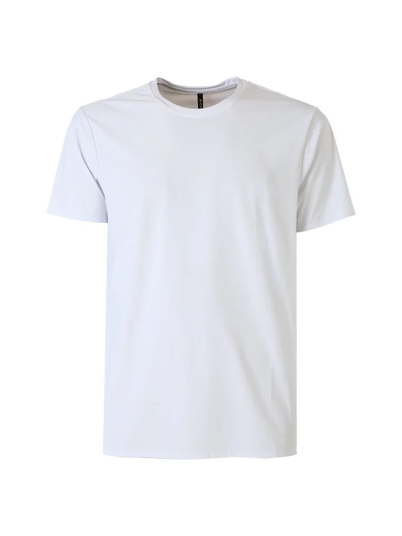 T-shirt girocollo da uomo in tessuto tecnico traspirante - bianco