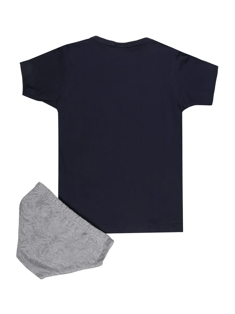Completo intimo bambino 2 pezzi T-shirt + slip - blu scuro