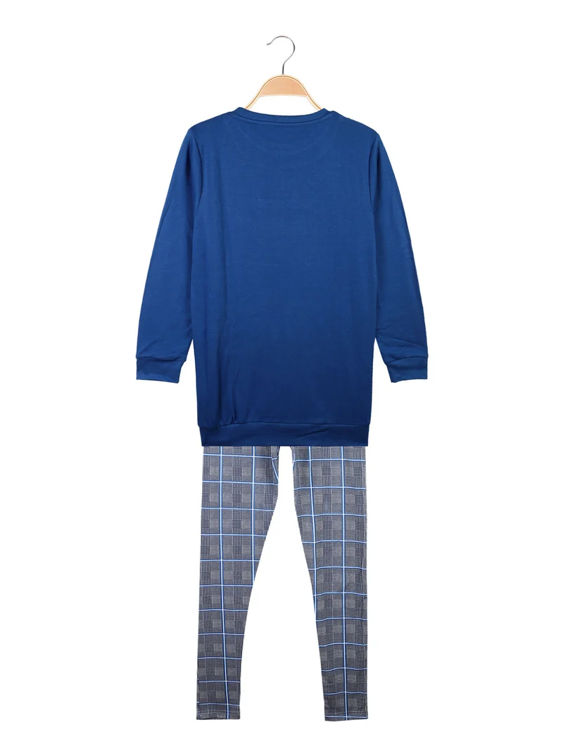 Pigiama da ragazza in caldo cotone - bluette
