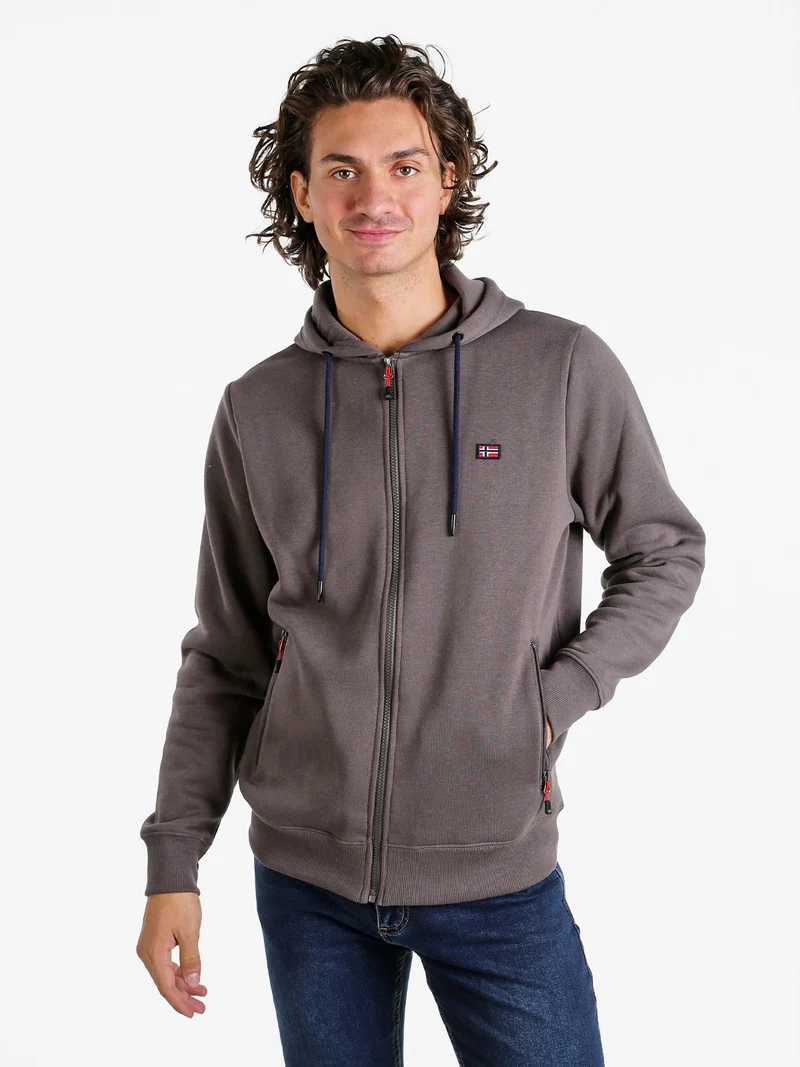 Felpa da uomo con cappuccio e zip - taupe