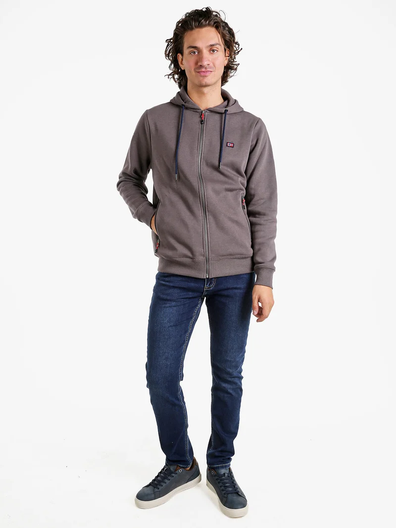 Felpa da uomo con cappuccio e zip - taupe