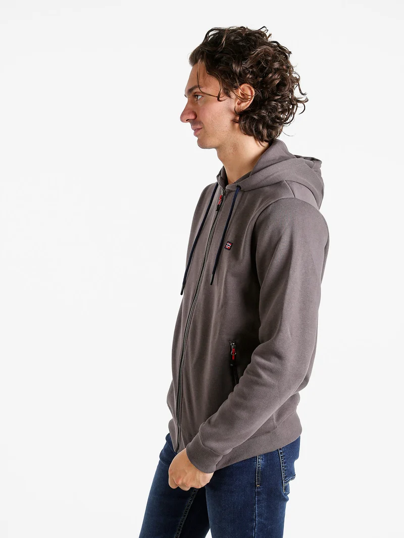 Felpa da uomo con cappuccio e zip - taupe