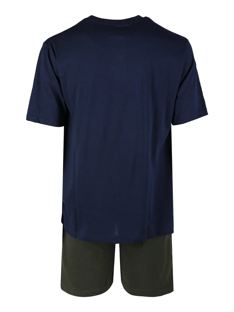 Pigiama corto da uomo in misto cotone - blu scuro