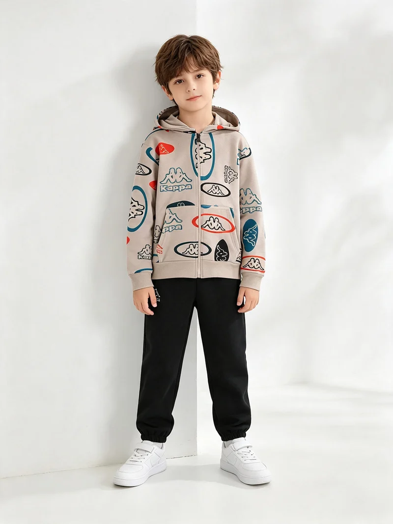 Completo da bambino 2 pezzi con cappuccio e zip - sabbia