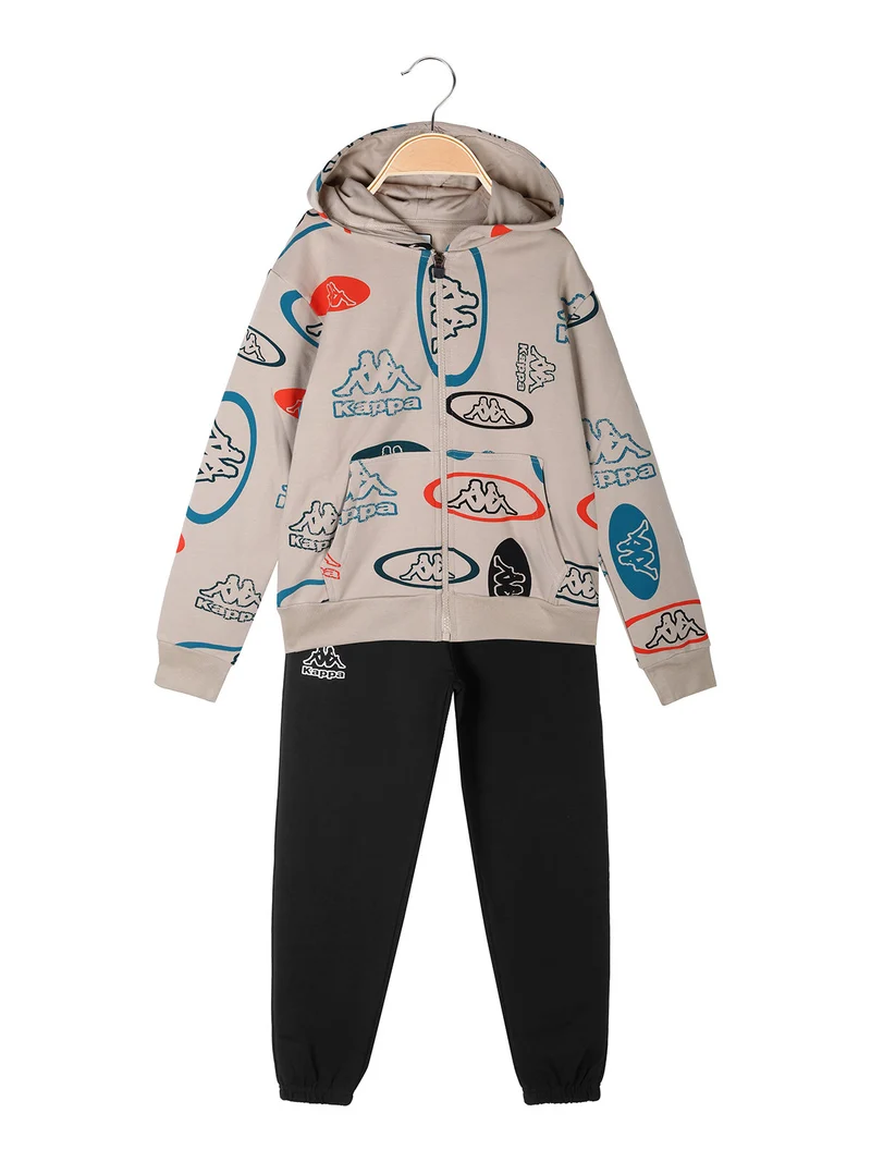 Completo da bambino 2 pezzi con cappuccio e zip - sabbia