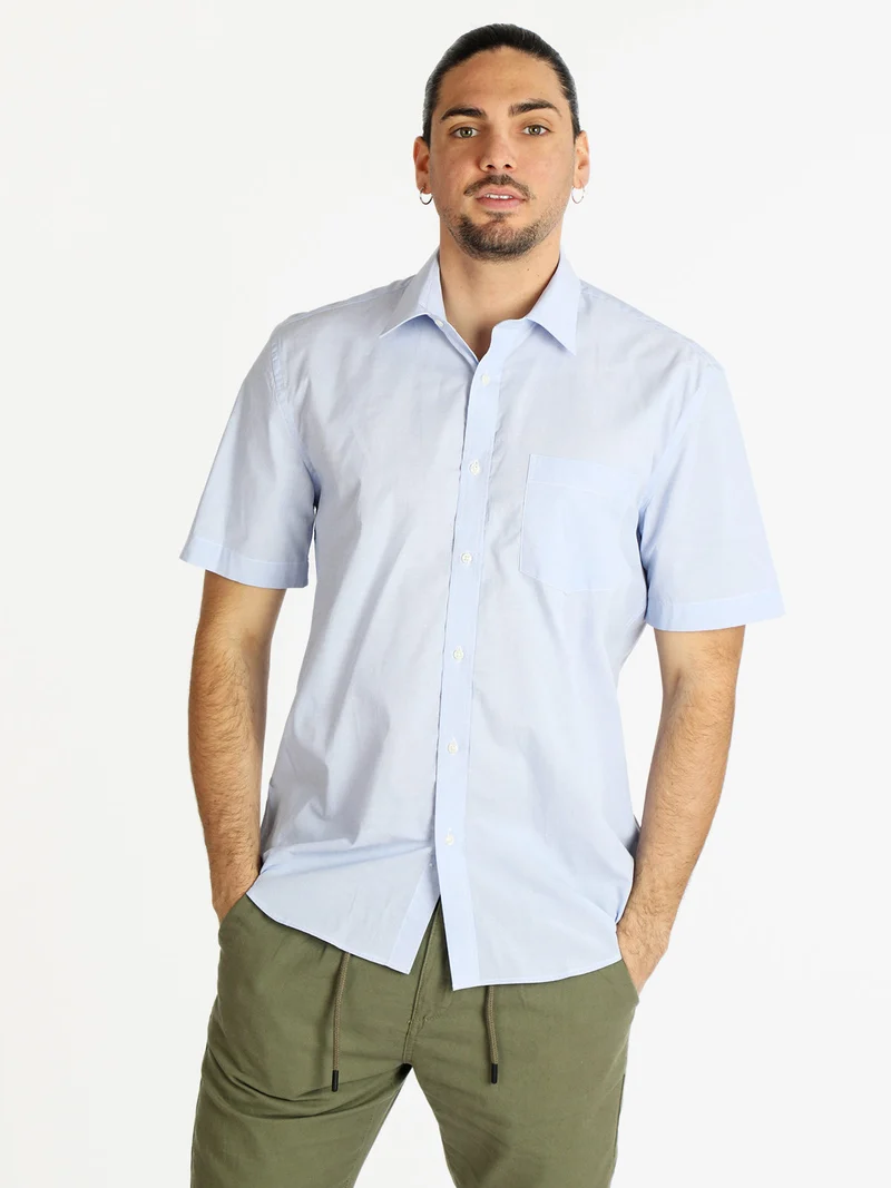 Camicia in cotone da uomo a maniche corte - azzurro