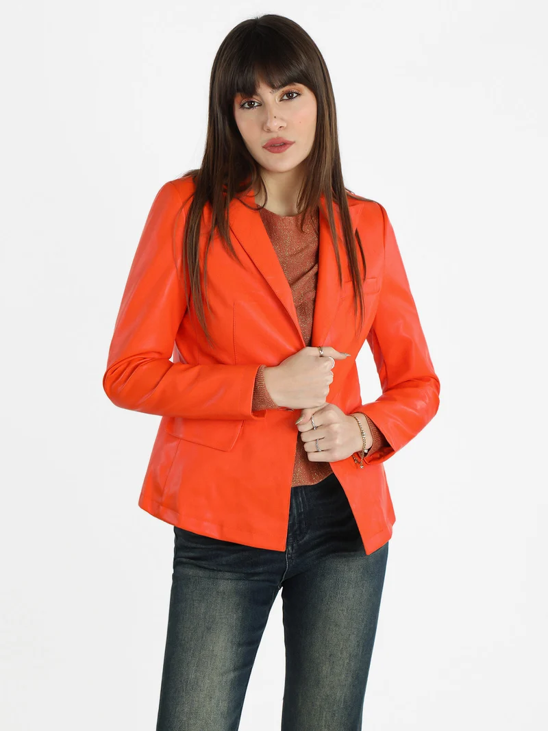 Giacca da donna in ecopelle - arancione