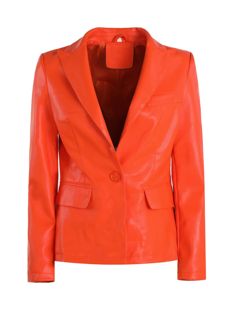 Giacca da donna in ecopelle - arancione