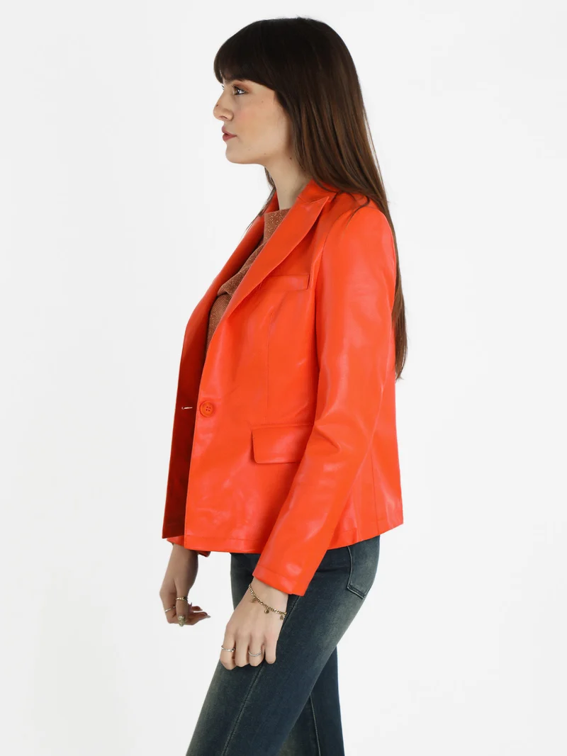 Giacca da donna in ecopelle - arancione