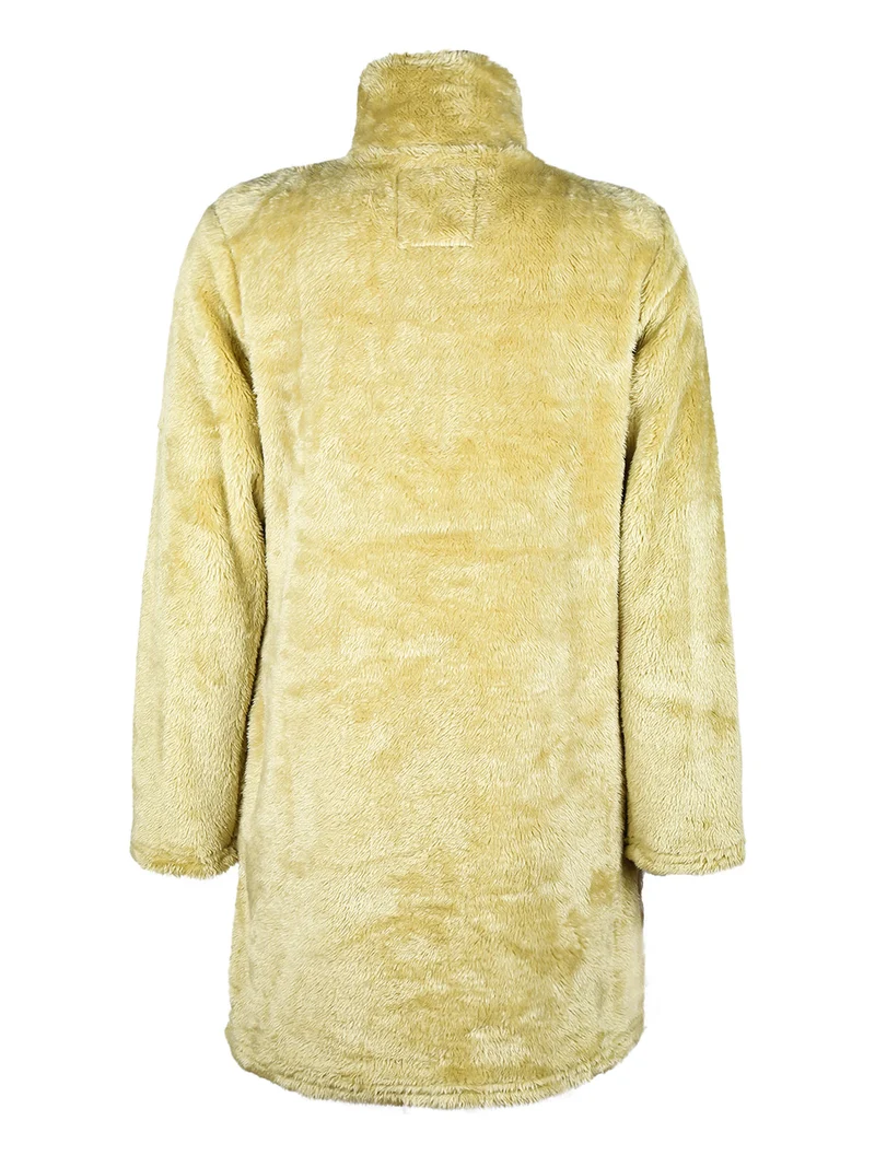 Vestaglia donna in ecopelo full zip - limone