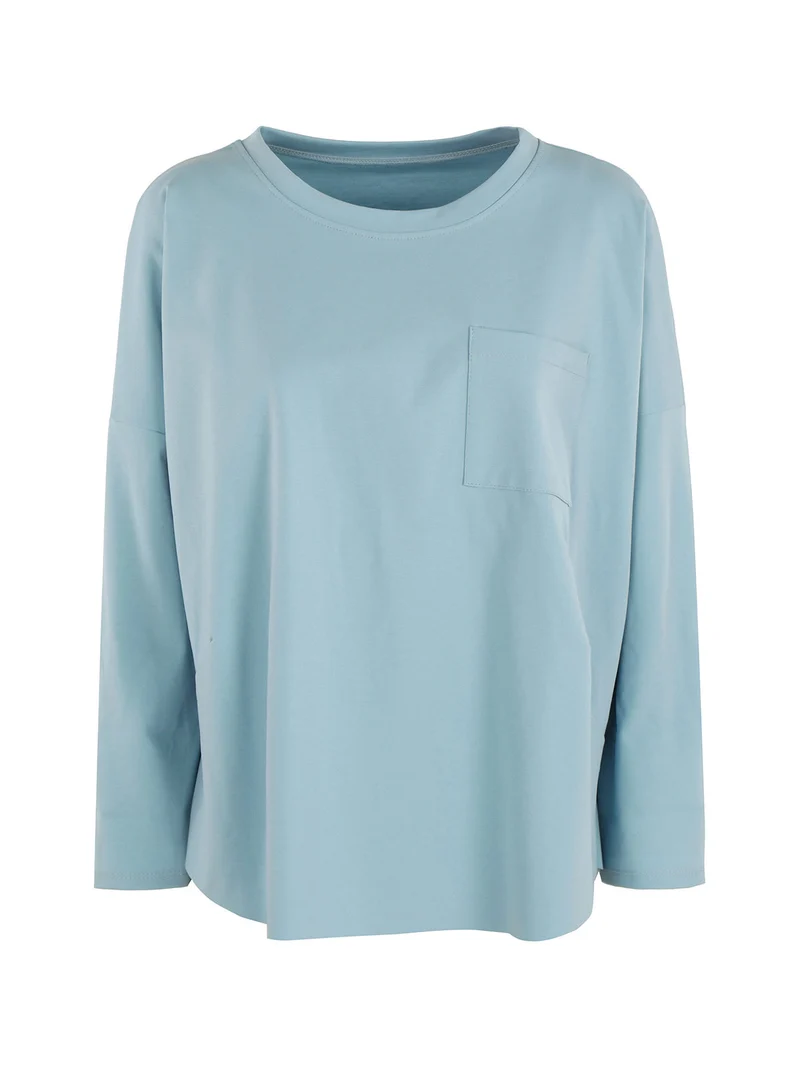 Maxi t-shirt donna oversize con taschino - azzurro
