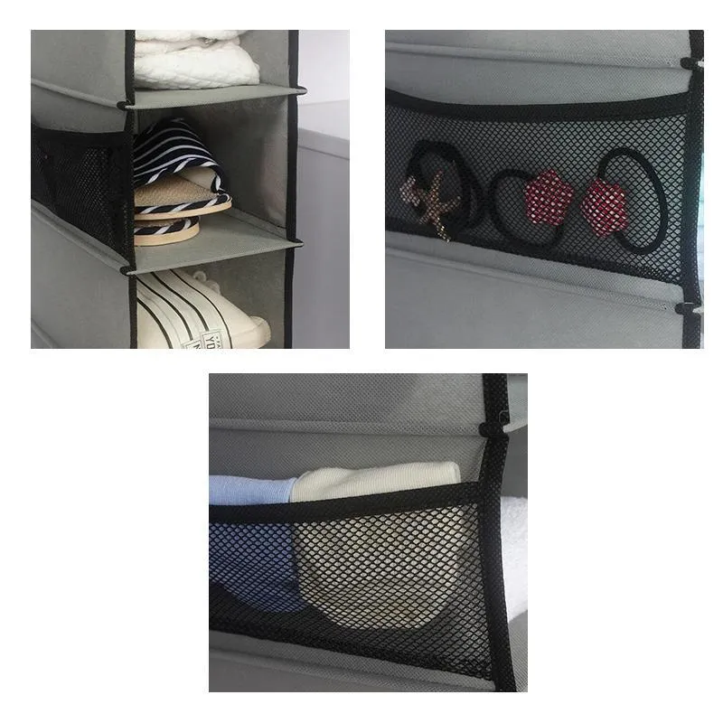 Hängender Kleider- & Schuh-Organizer SaubereSchuhe | 10 Fächer | Faltbar & Atmungsaktiv | Grau