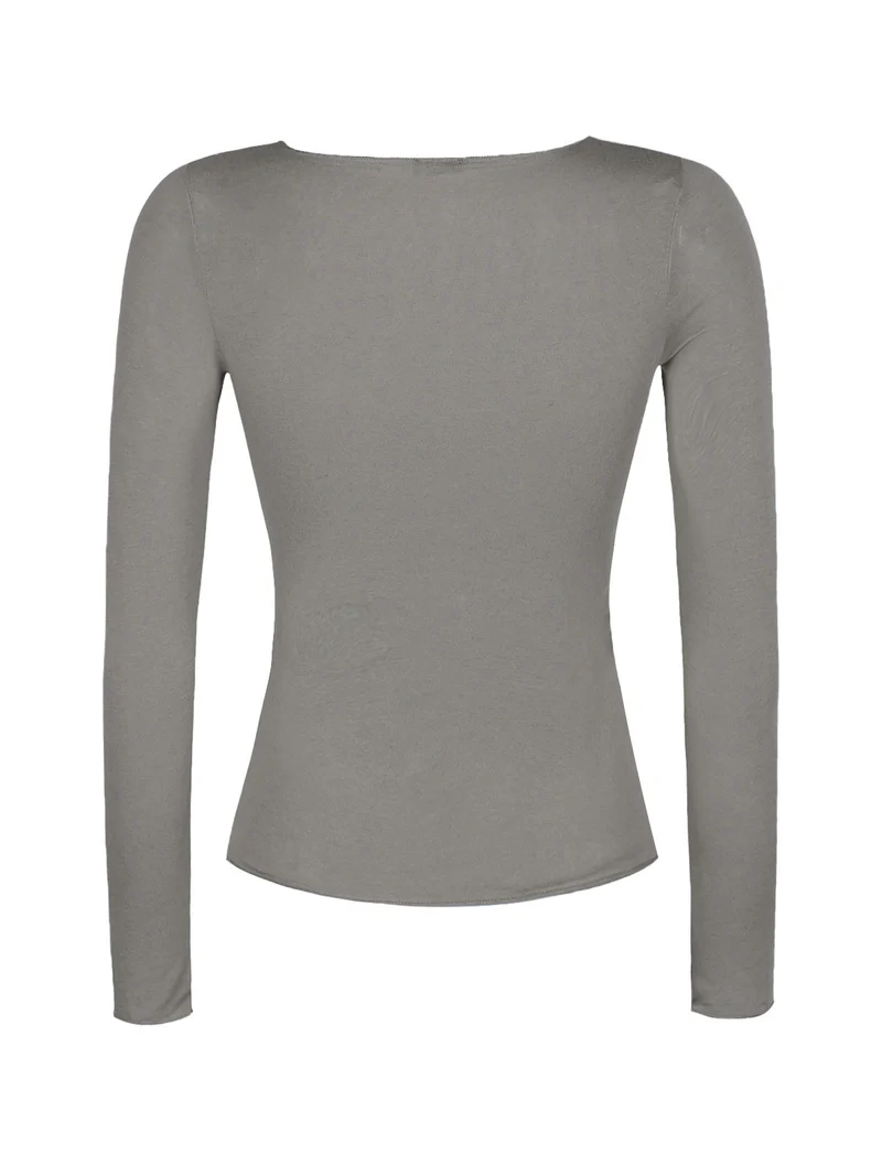 Maglietta donna in cashmere ultra light - grigio