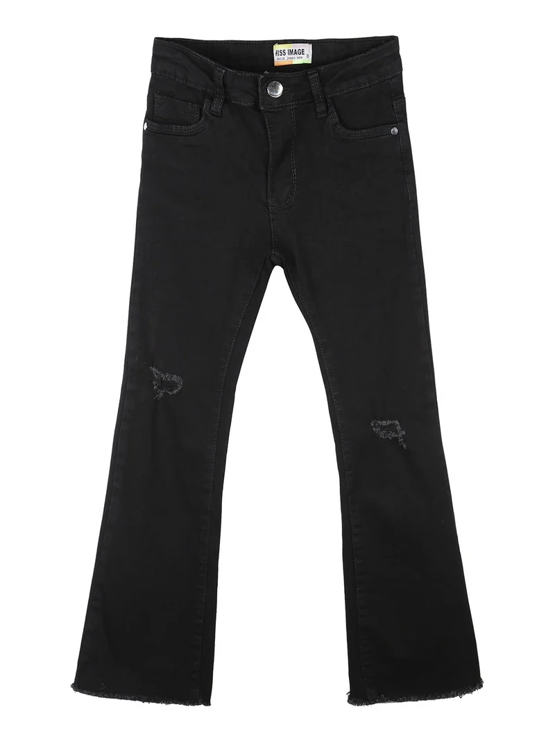 Jeans da bambina a zampa - nero