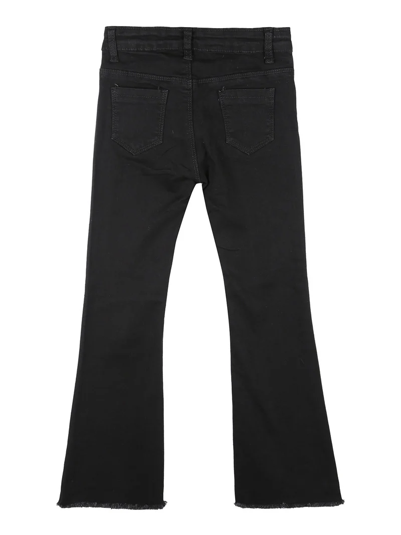 Jeans da bambina a zampa - nero