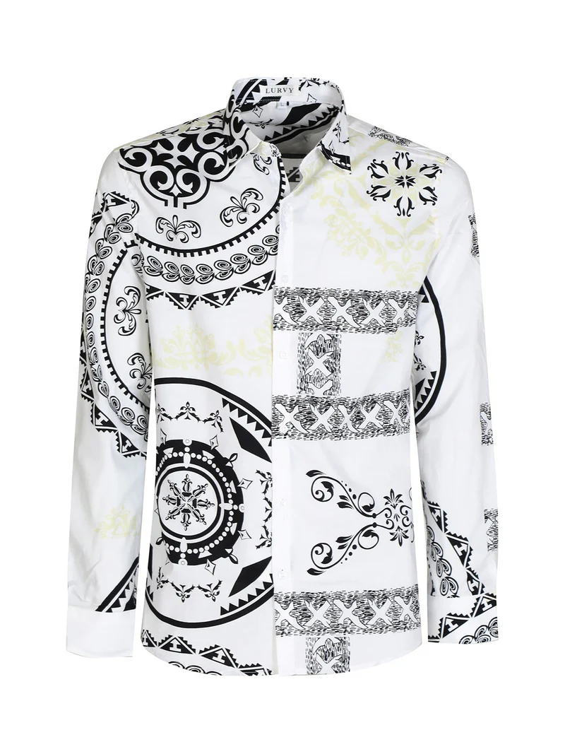 Camicia uomo con stampe - bianco