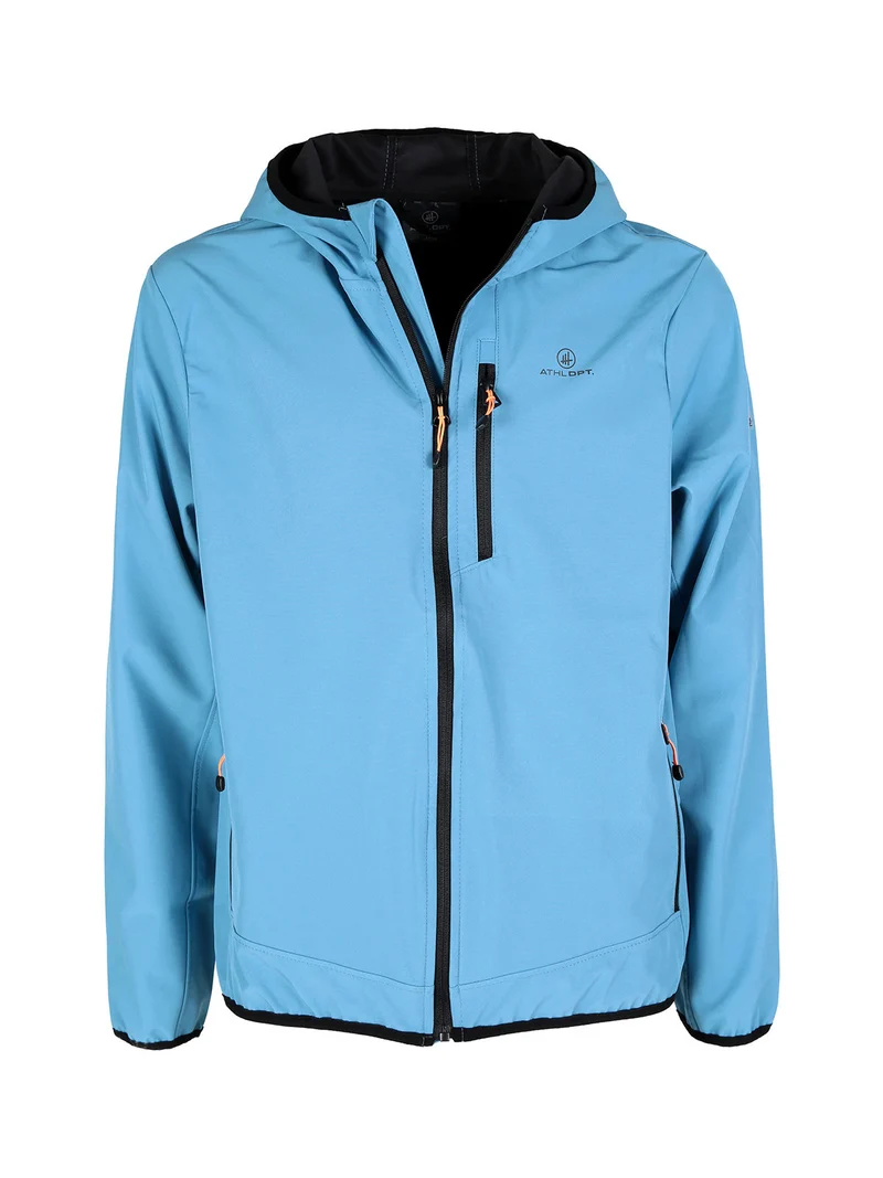 Giacca sportiva da uomo impermeabile con cappuccio e zip - blu