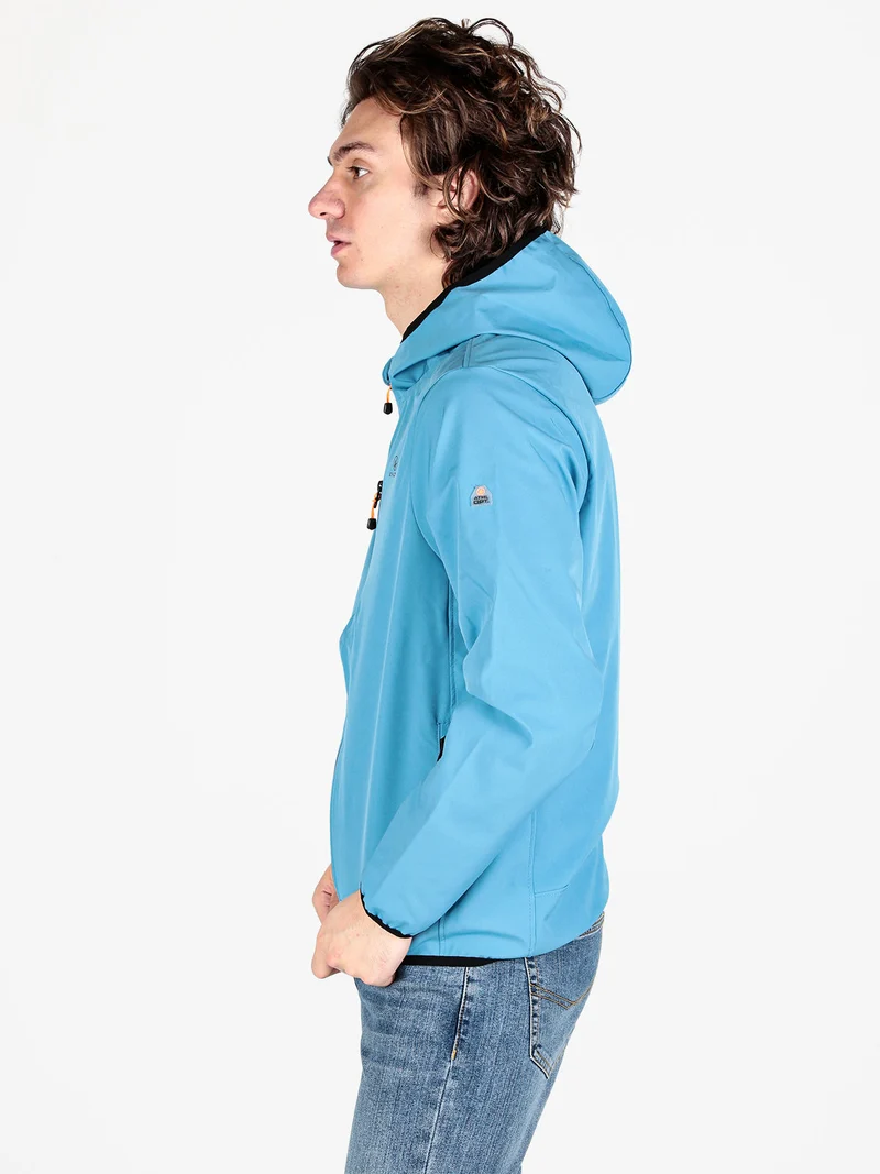 Giacca sportiva da uomo impermeabile con cappuccio e zip - blu