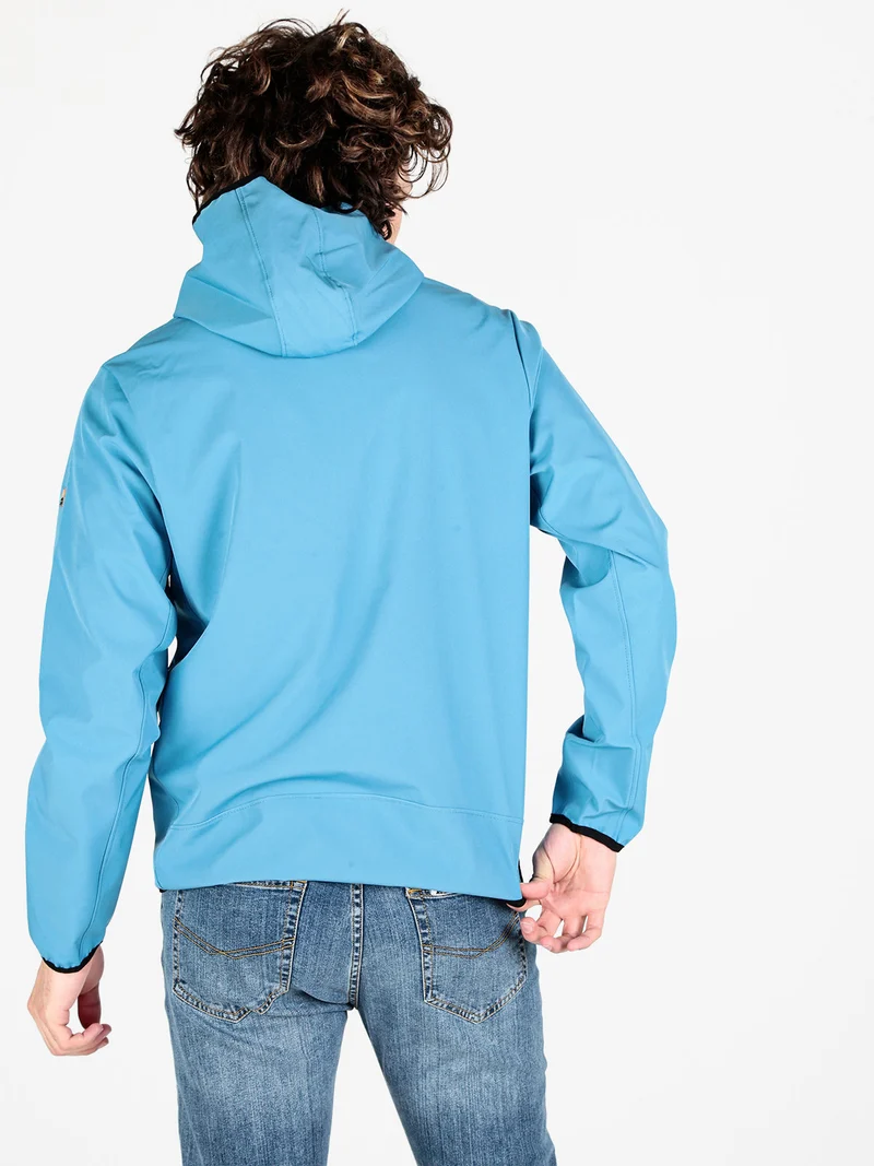 Giacca sportiva da uomo impermeabile con cappuccio e zip - blu