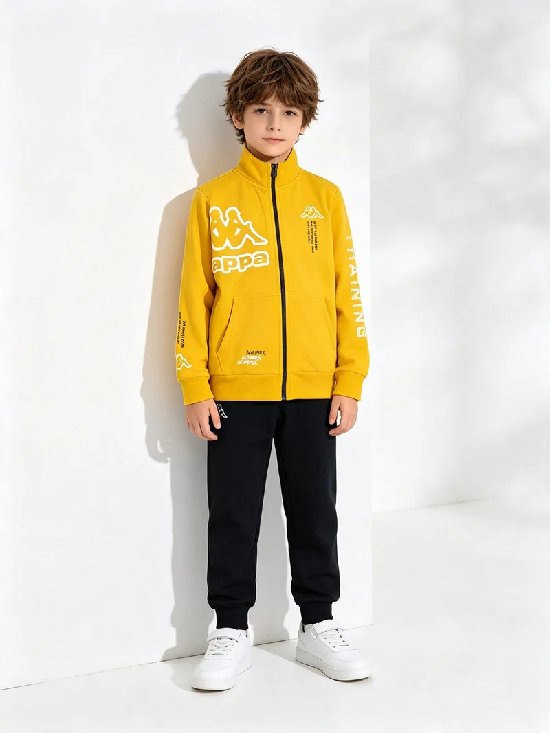 Completo tuta da bambino 2 pezzi con zip e stampa logo - senape