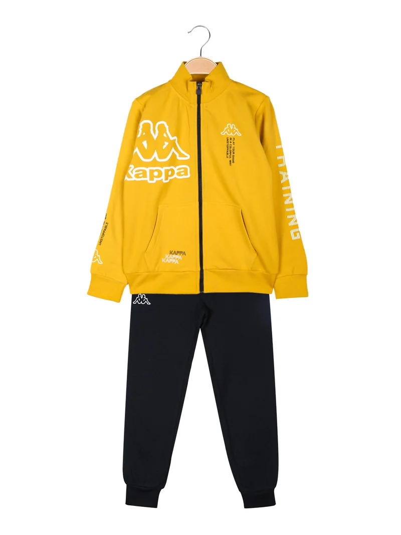 Completo tuta da bambino 2 pezzi con zip e stampa logo - senape