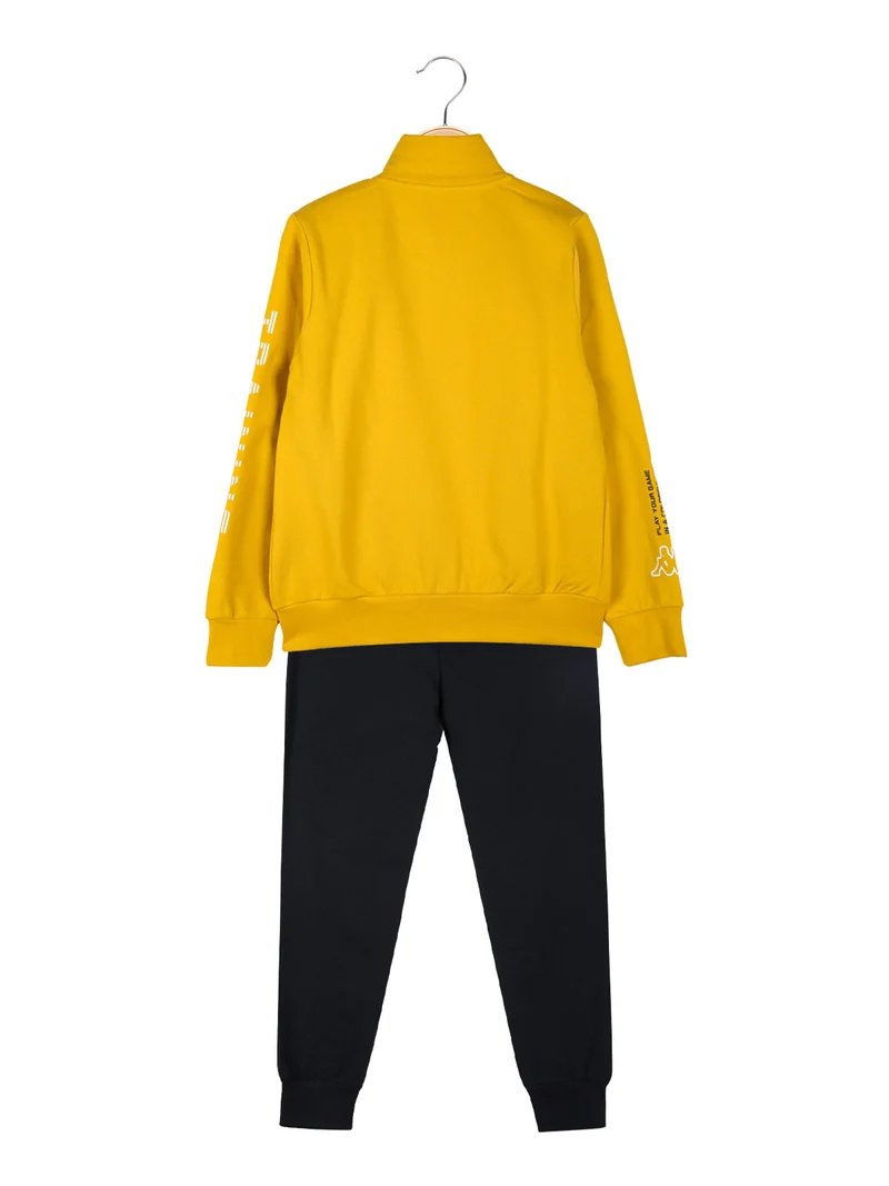Completo tuta da bambino 2 pezzi con zip e stampa logo - senape